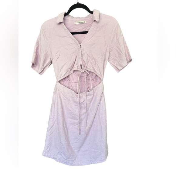Abercrombie & Fitch Lavender Purple Linen Blend Short Sleeve Cut Out Size XST - Picture 1 of 4